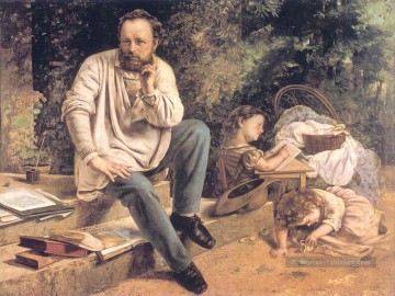 Gustave Courbet œuvres - Portrait de PJ Proudhon en 1853 Réaliste réalisme peintre Gustave Courbet